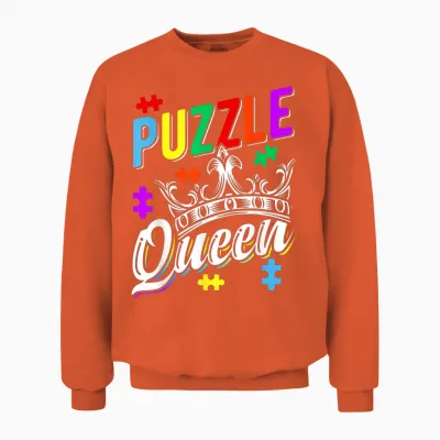 Puzzle Queen Gifts Lover Puzzle Love T-Shirt, Black, S Unisex Sweatshirt - Orange