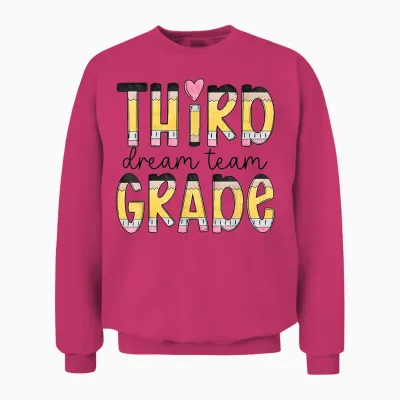Third Grade Dream Team Back to School 3rd Grade Teacher Unisex Sweatshirt - Heliconia