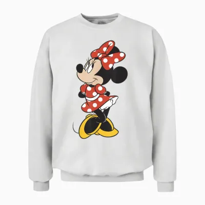 Disney Mickey and Friends Minnie Mouse Traditional Portrait Short Sleeve Unisex Sweatshirt - White