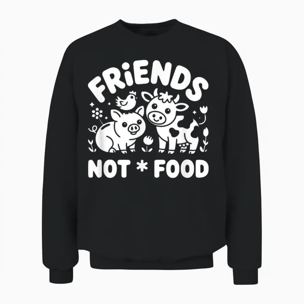 Friends Not Food - Funny Vegan Unisex Sweatshirt in Black