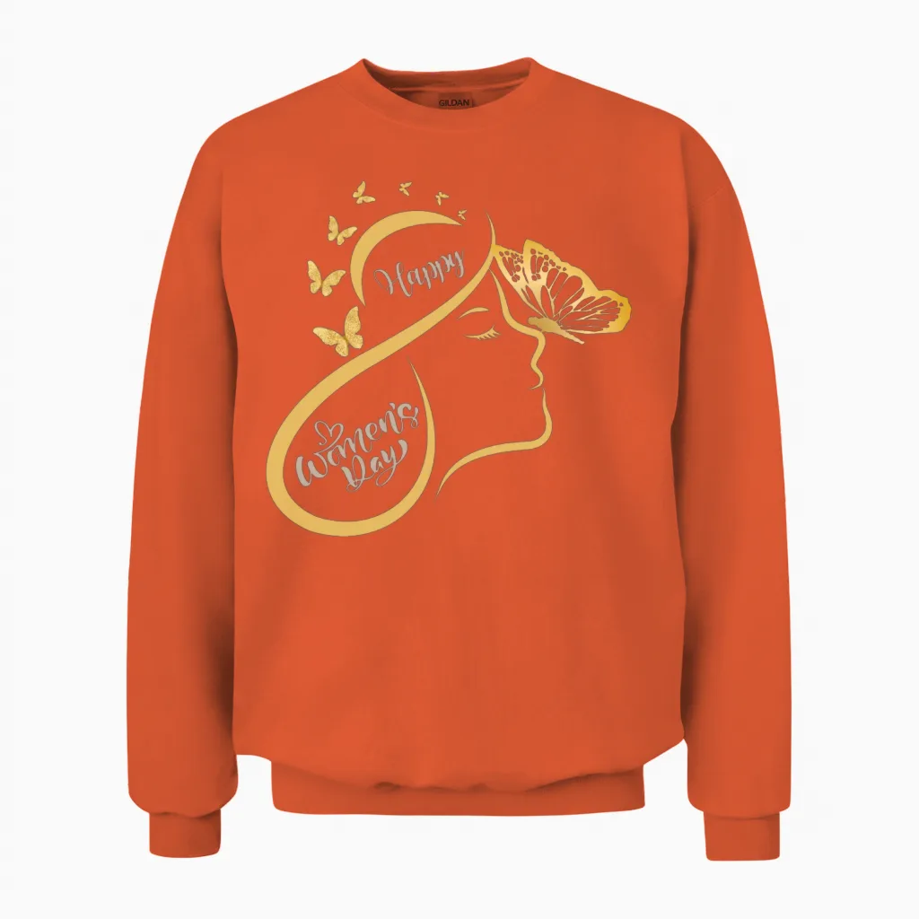 March 8 Shirt, Women's History Month Shirt, Unisex Sweatshirt in Orange
