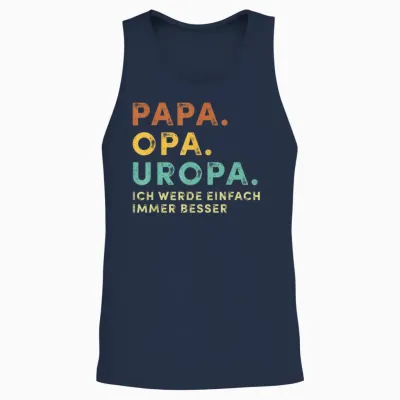 Men's T-Shirt with German Text "dad Grandpa Uropa" Retro Fur Father's Day Bester Papa Aller Zimen, Black, S Unisex Tank Top - Navy
