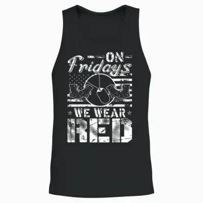 On Fridays We Wear Red Unisex Tank Top - Black