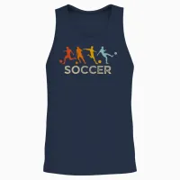 Team Soccer Lover Retro Vintage Sports Unisex Tank Top in Navy - 2