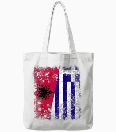 Albania Greece Half Flag Albanian Greek Hellas Heritage Tote Bags - White