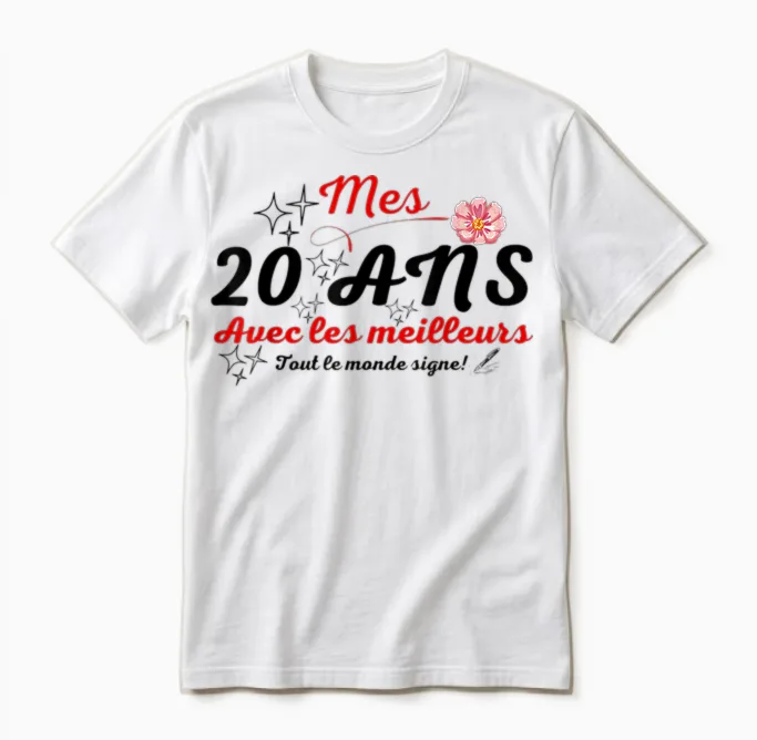 A Signer 20 Ans Anniversaire Gift Anniv 20 Years Signature Unisex T-Shirt in White