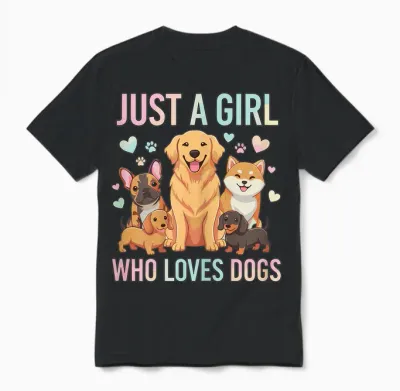 Funny Just a Girl Who Loves Dogs Unisex T-Shirt - Black