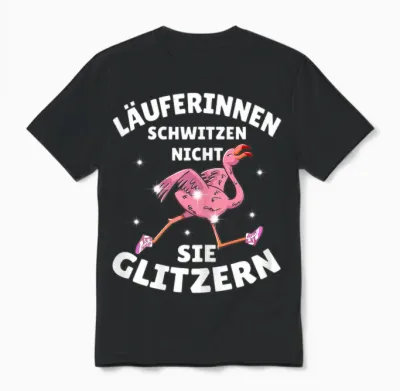 Running Jogging Funny Runner Saying Flamingo Fitness Sports T-Shirt, Black Unisex T-Shirt - Black