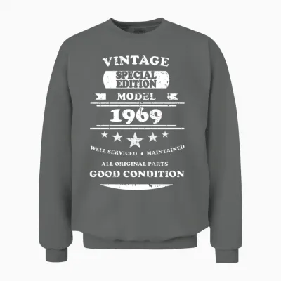 Vintage Retro White 1969 Unisex Sweatshirt - Graphite Heather