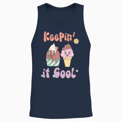 Keepin' It Cool Retro Summer Unisex Tank Top - Navy