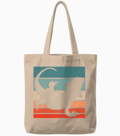 Vintage Retro Bearded Dragon Tote Bags - Natural