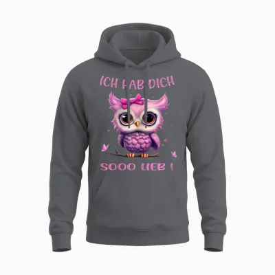 Eule - Ich Hab Dich So Lieb - Mädchen Unisex Hoodie - Charcoal