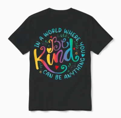 Be Kind Positive Quote Choose Kindness Floral Men Women Unisex T-Shirt - Black