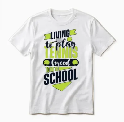 Living to Play Tennis Forced to Go to School Unisex T-Shirt - White