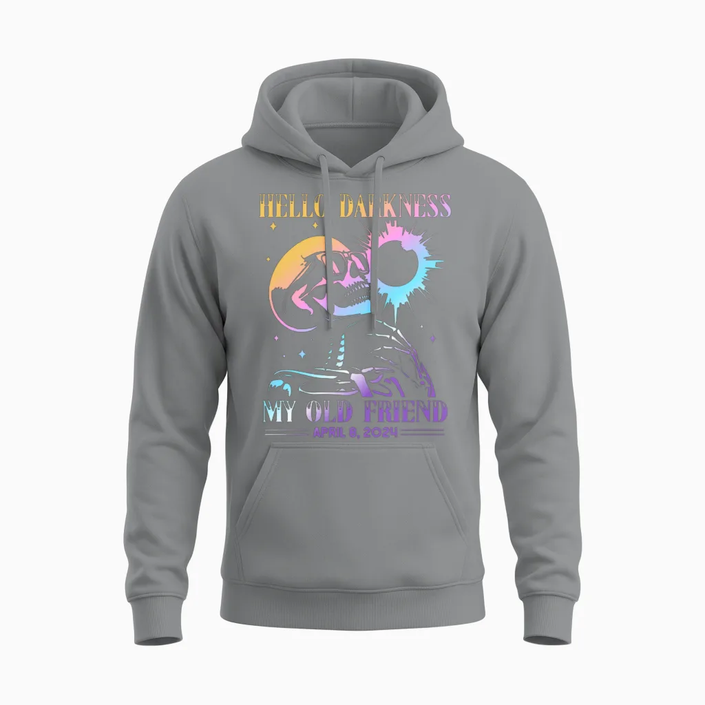 Skull Moon Hello Darkness Retro Design Unisex Hoodie - Sport Grey