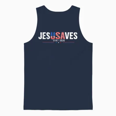 Jesus Saves 1776 2026 Usa 250th Anniverary 4th of July Unisex Tank Top - Navy