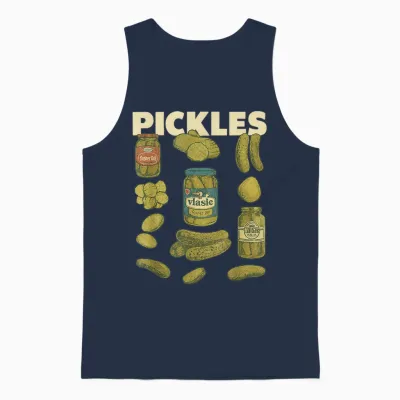 Pickles Design Funny Cucumber with Preserving Jars Unisex Tank Top - Navy