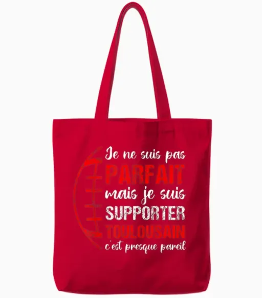 Toulouse Rugby Supporter Gift Fan Rugby Toulouse T-Shirt, Black, S Tote Bags - Red