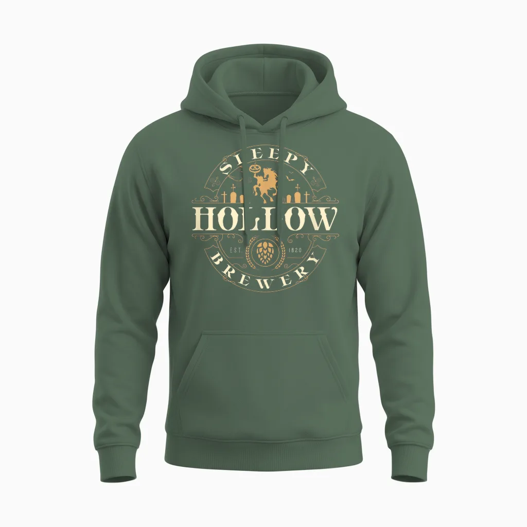 Sleepy Hollow Brewery Inn Halloween Salem Party Headless Unisex Hoodie in Military Green
