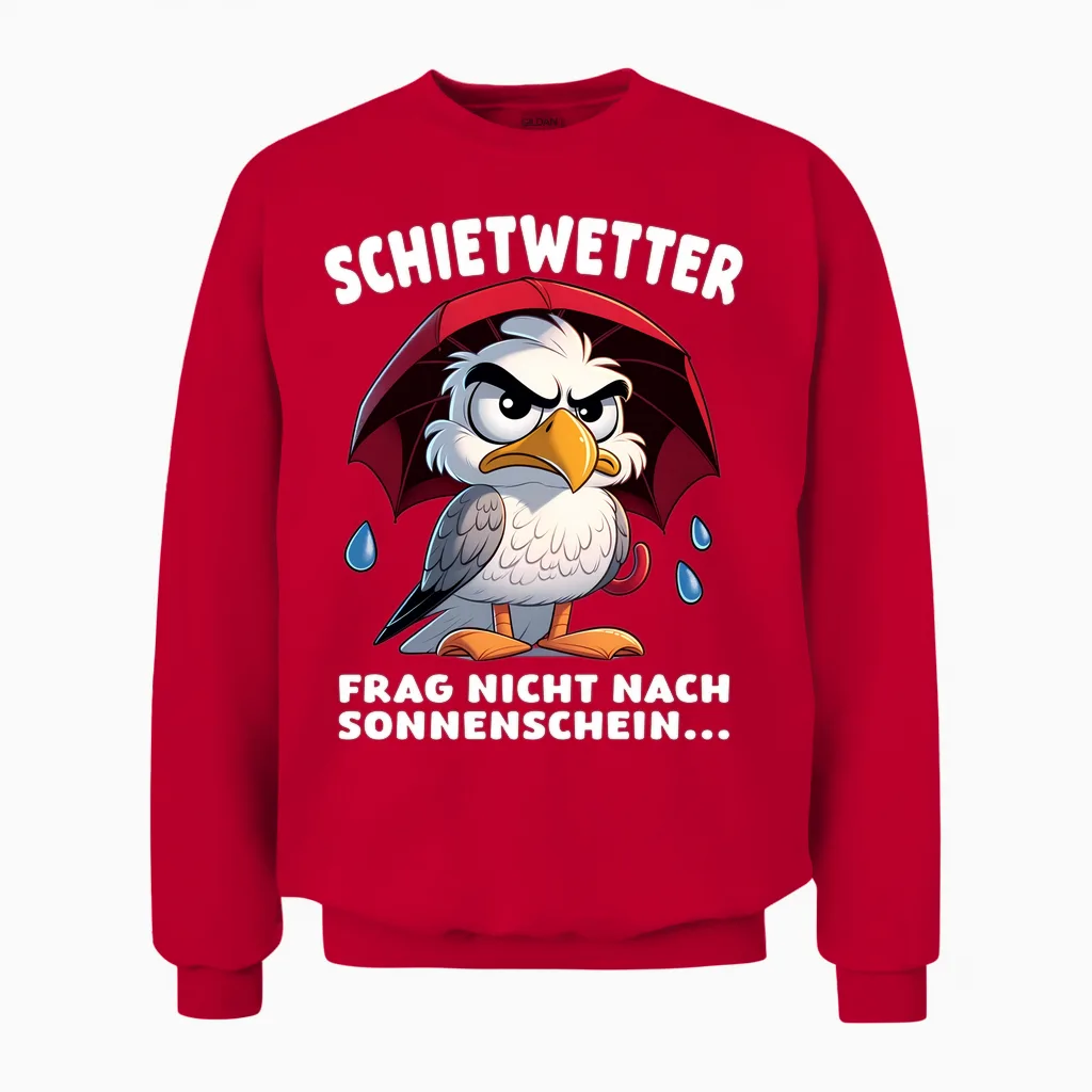 Möwe Norden Meer Strand Küste Lustig Spruch Schietwetter Langarmshirt Unisex Sweatshirt in Red