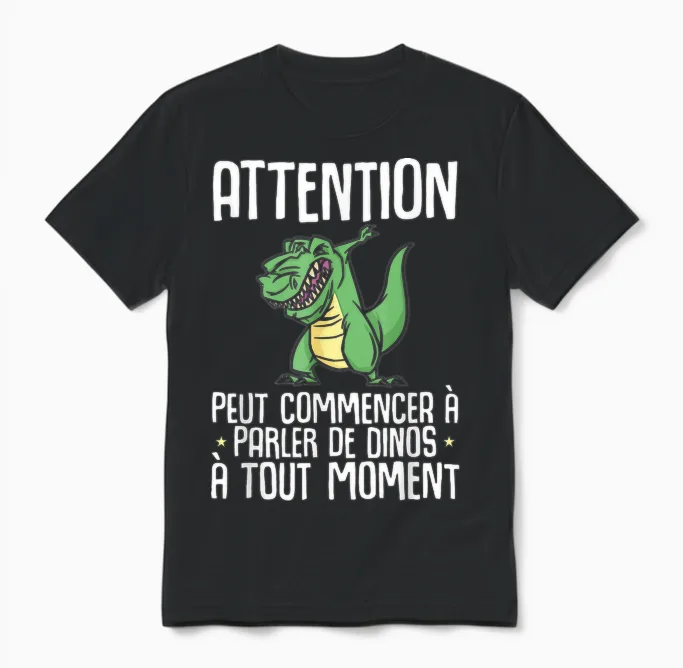 Dinosaur Attention Can Start Talking About Dinos T-Rex T-Shirt, Black, S Unisex T-Shirt in Black