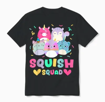 Squish Squad Birthday Shirt for Girls Unisex T-Shirt - Black