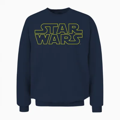 Star Wars Simple Title Logo Outline Disney+ Unisex Sweatshirt - Navy