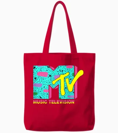 Mademark X Mtv - the Official Mtv Logo with Wild Colors and a Funky Design Tote Bags - Red