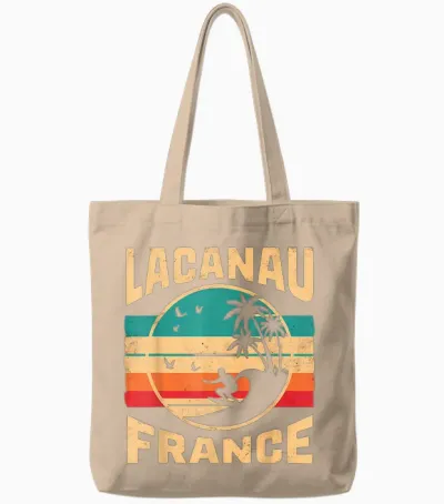 Ville De Lacanau France Surf Enthusiast Waves Tote Bags - Natural
