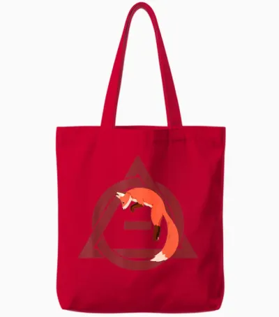 Therian Delta Fox Jumping T-Shirt, Black, S Tote Bags - Red
