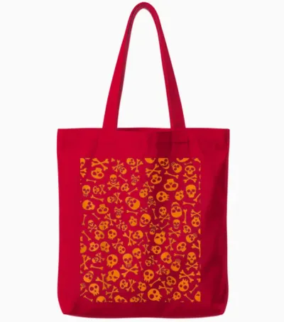Motif Tête De Mort Et Os Croisés - Graphique Gothique D'halloween Tote Bags - Red