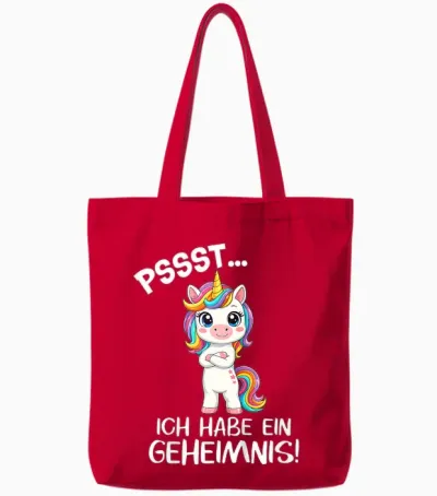 Ich Habe Ein Geheimnis Ich Werde Große Schwester Einhorn Tote Bags - Red