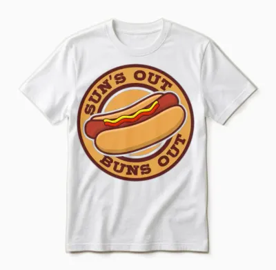 Suns Out Buns Out Hot Dog Eating Contest Hot Dog Unisex T-Shirt - White