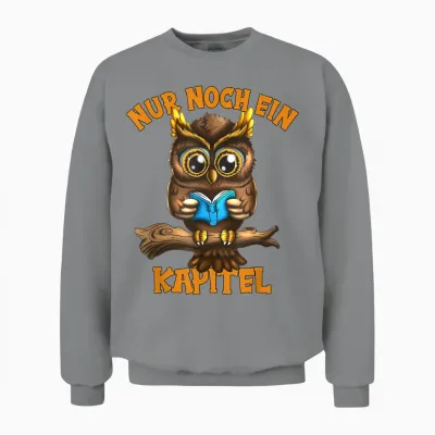 Nur Noch Ein Kapitel Owl Reading Owls Fan Kids Animal Lovers T-Shirt, Black, S Unisex Sweatshirt - Sport Grey