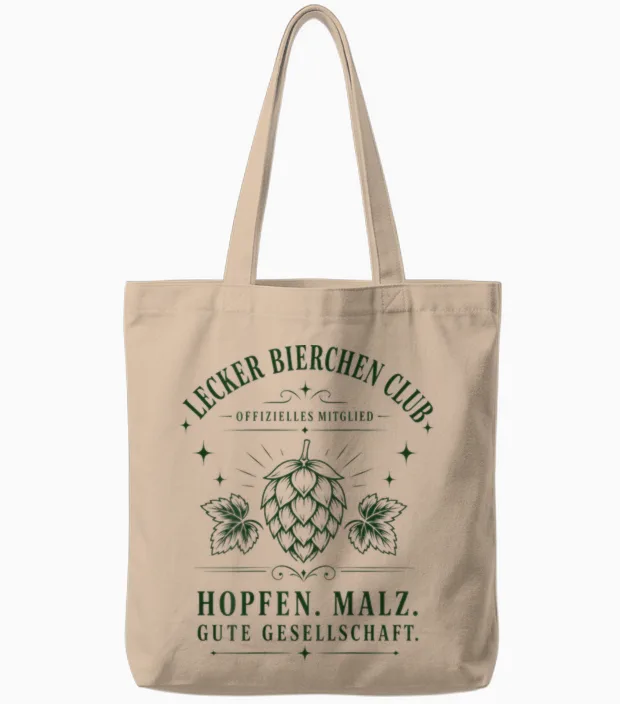 Lecker Bierchen Club Tote Bags in Natural