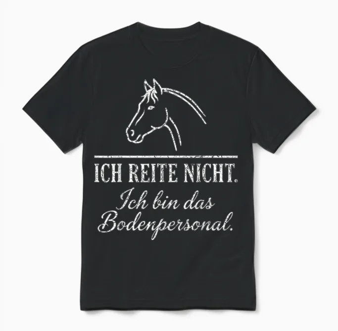 Pferd Reiten Bodenpersonal Witziges Reiterhof Stall Bildwerk Unisex T-Shirt in Black