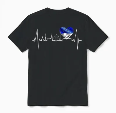 Gelsenkirchen Skyline Heartbeat Fan Heart Love Ruhrgebiet T-Shirt, Black, S Unisex T-Shirt - Black
