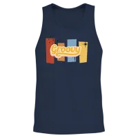 Retro Groovy Aesthetic Unisex Tank Top - Navy – 2