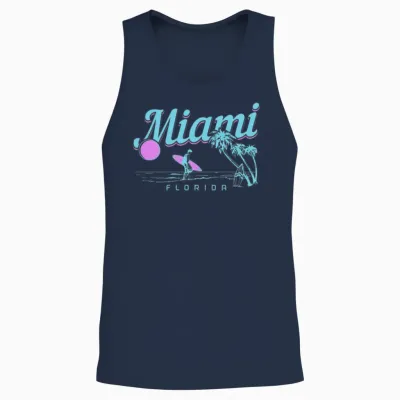 Miami Beach Florida Surfer Unisex Tank Top - Navy