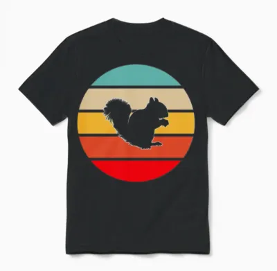 Squirrel Retro Unisex T-Shirt - Black