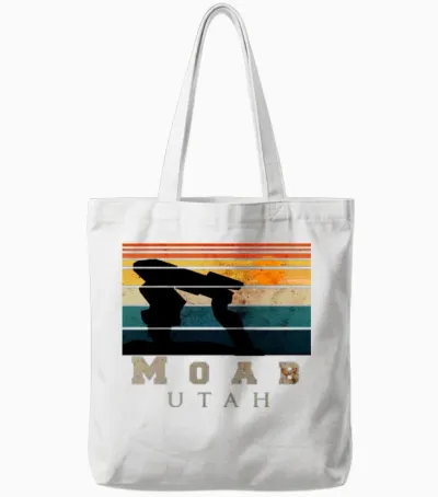Moab Utah Retro Tote Bags - White