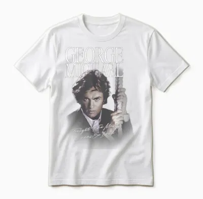 Retro Icon George Michael T-Shirt, Black, S Unisex T-Shirt - White