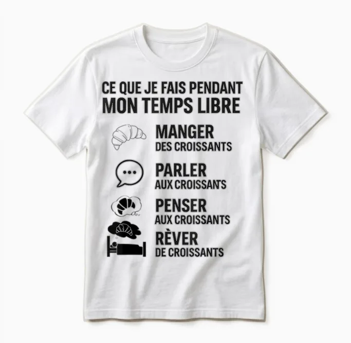 What I Do in My Free Time Croissant Humor Unisex T-Shirt in White