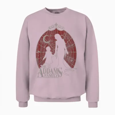The Addams Family Morticia & Wednesday Spider Silhouettes Unisex Sweatshirt - Light Pink