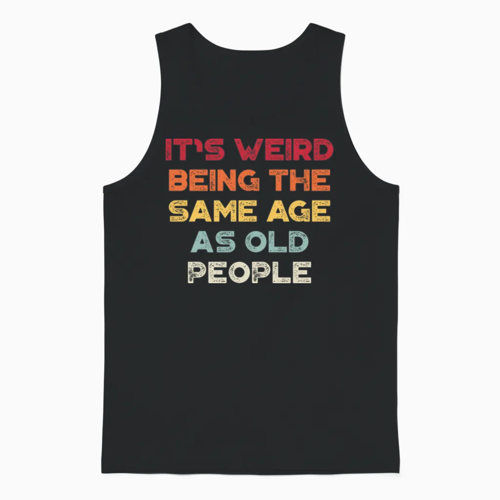 Being the Same Age as Old People Sunset Retro Unisex Tank Top in Black