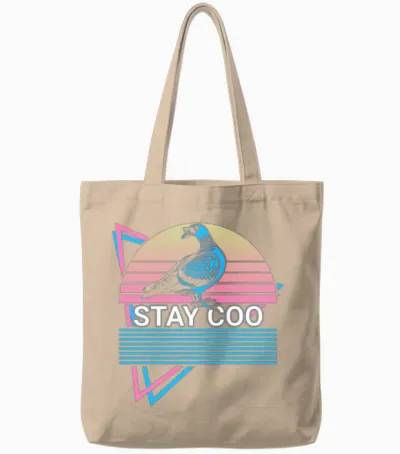 Pigeon Retro Tote Bags - Natural