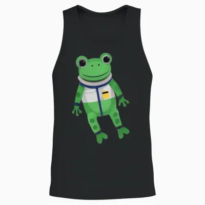 Astronaut Frog in Space Unisex Tank Top - Black