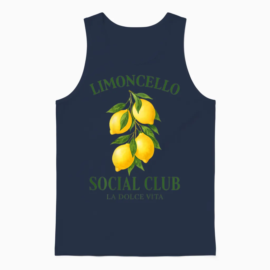 Limoncello Social Club X La Dolce Vita X Spritz - Backprint Unisex Tank Top in Navy