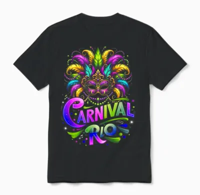 Carnival Costume Rio Brazil Souvenir Mardi Gras Festival T-Shirt, Black, S Unisex T-Shirt - Black