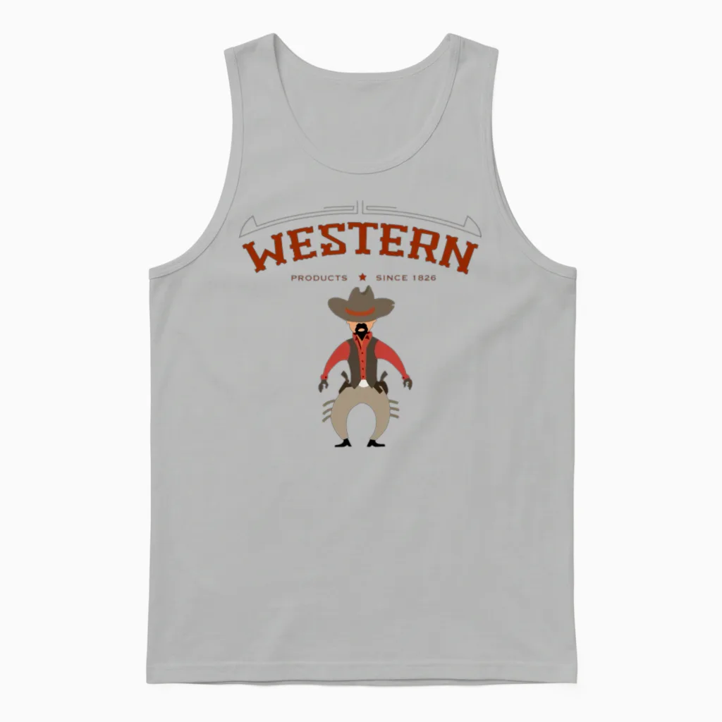 Western Retro Desing Unisex Tank Top in Ash